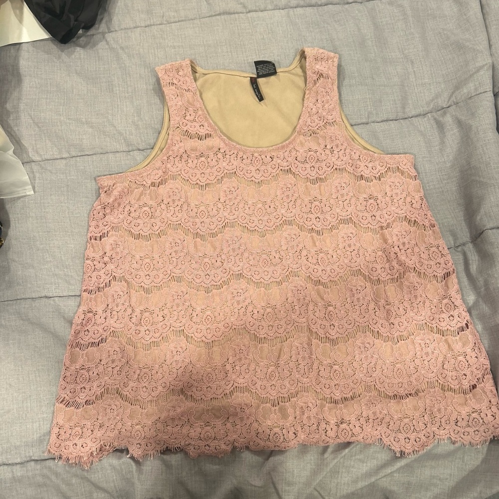 Lace mauve pink shirt not see through
